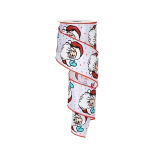 white satin ribbon with santa