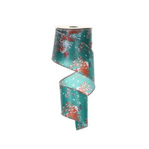 teal satin ribbon with glitter