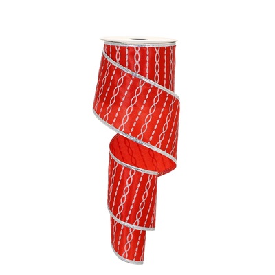 red ribbon with silver glitter