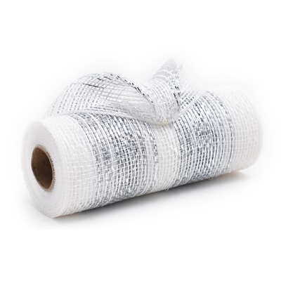 White and Silver Decorative Mesh