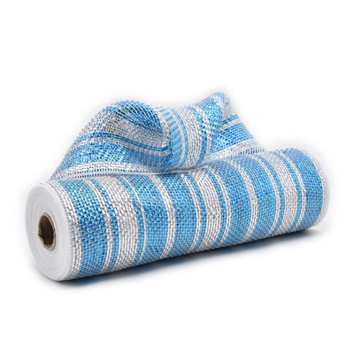 White and Blue with Silver Decorative Mesh