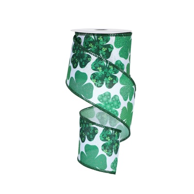 green and white imitation linen ribbon