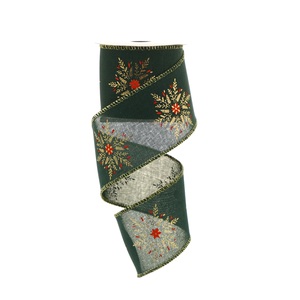 deep green imitation linen ribbon