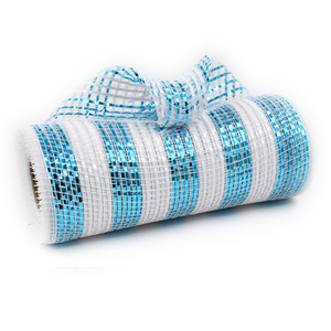 White and blue decorative mesh