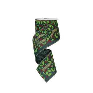 green imitation linen ribbon with glitter
