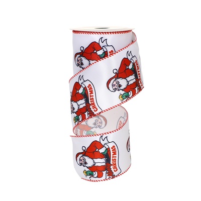 satin ribbon with santa