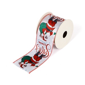 white satin ribbon with santa